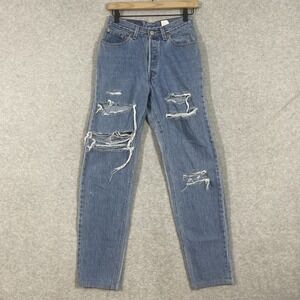 VTG 90s Levi's High Rise Tapered Jeans Womens Size 7M Distressed Ripped Grunge